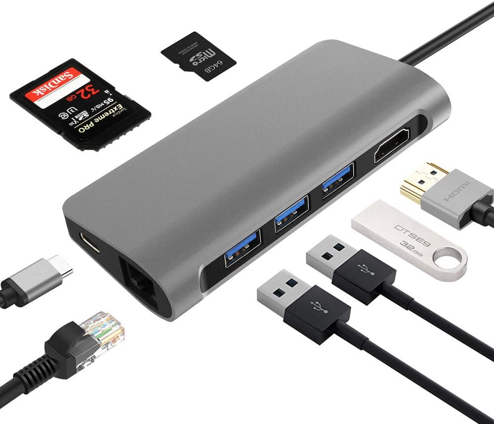 axGear Type C to HDMI VGA Adapter USB-C 3.1 Dongle Hub PD USB 3.0 Hub RJ45 LAN Ethernet axGear Type C to HDMI VGA Adapter USB-C 3.1 Dongle Hub PD USB 3.0 Hub RJ45 LAN Ethernet